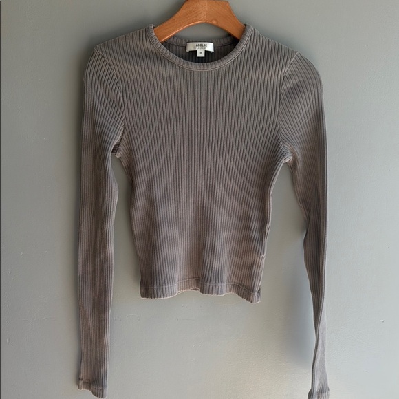 AGOLDE Alma ribbed stretch organic cotton top Size Medium - Picture 1 of 6
